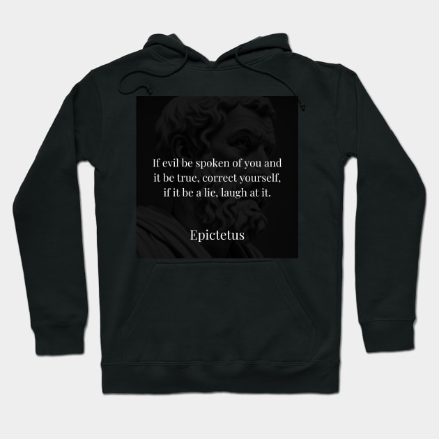 Epictetus's Wisdom: Rectify Truth, Embrace Laughter Hoodie by Dose of Philosophy